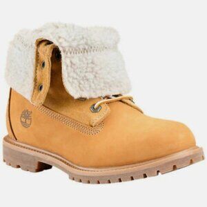 Timberland Womens Authentics Waterproof Roll Fold-Down Teddy Fleece Wheat 8329R